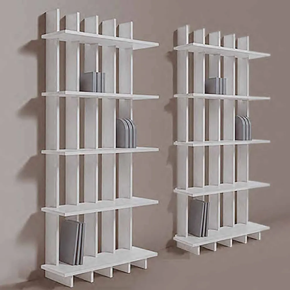 Wand-Bücherregal im Shabby-Chic-Stil aus Eschenholz mit modernem Design – Babele