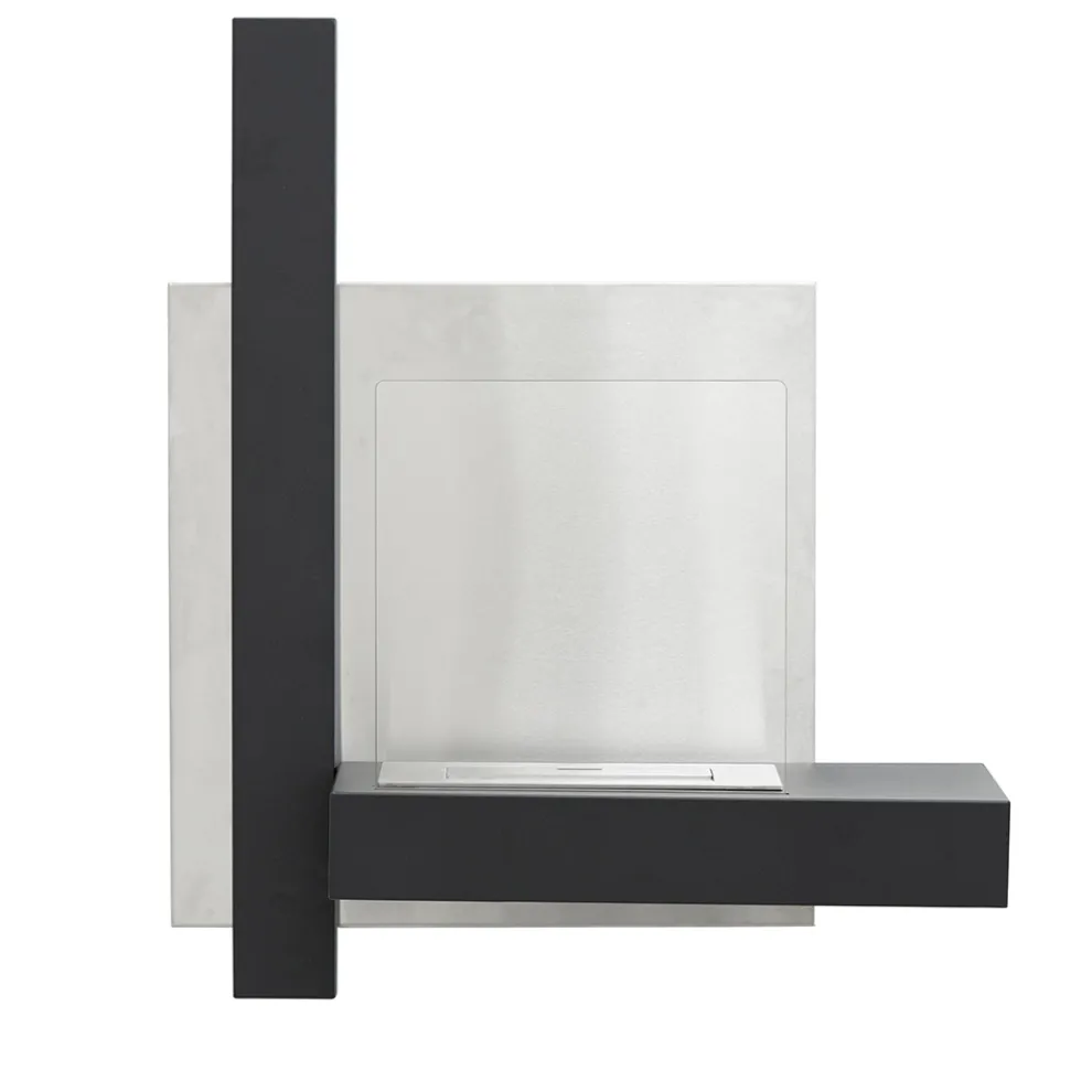 Wand-Bioethanol-Bio-Kamin aus schwarzem Metall und gehärtetem Glas - Martin