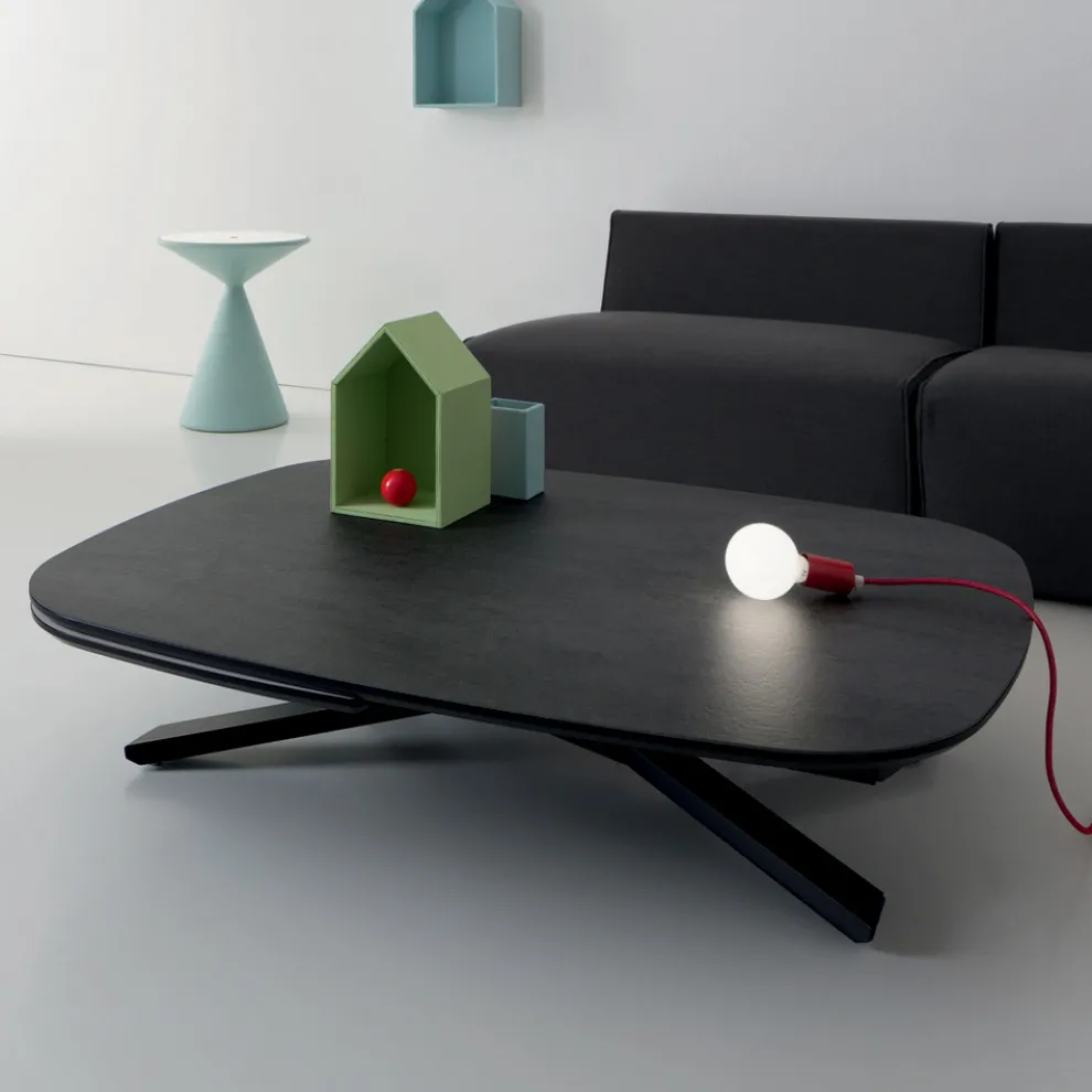 Wandelbarer ausziehbarer Couchtisch aus Metall und Keramik - Gioacco