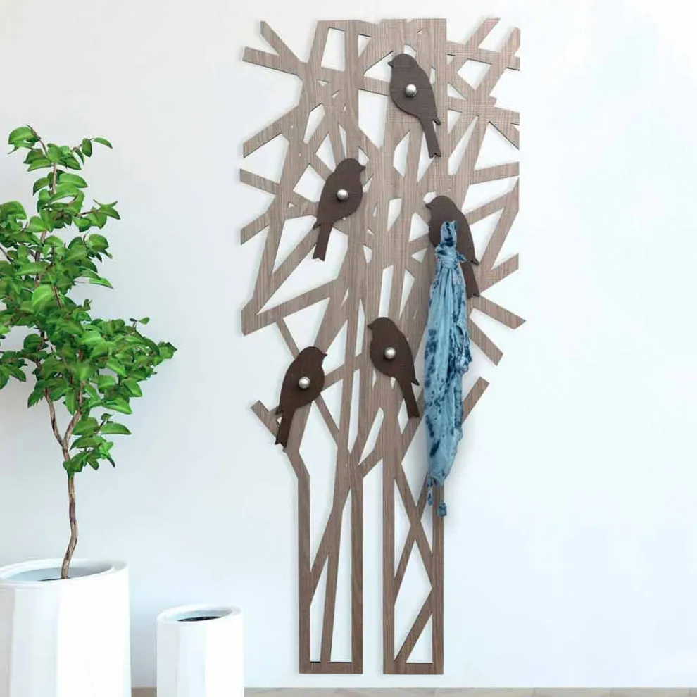 Wandgarderobe aus farbigem Holz mit modernem Design - Alberuccell