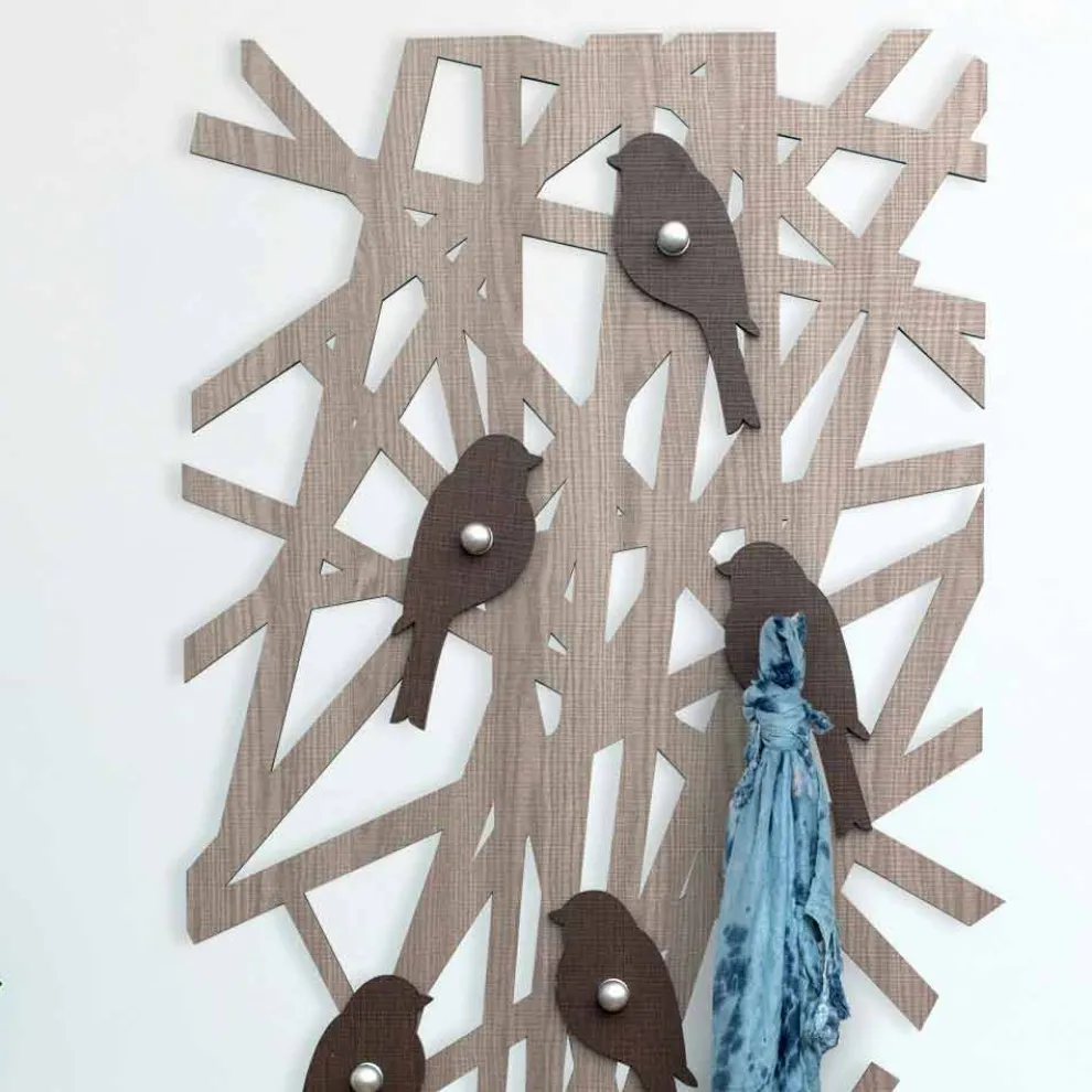 Wandgarderobe aus farbigem Holz mit modernem Design - Alberuccell