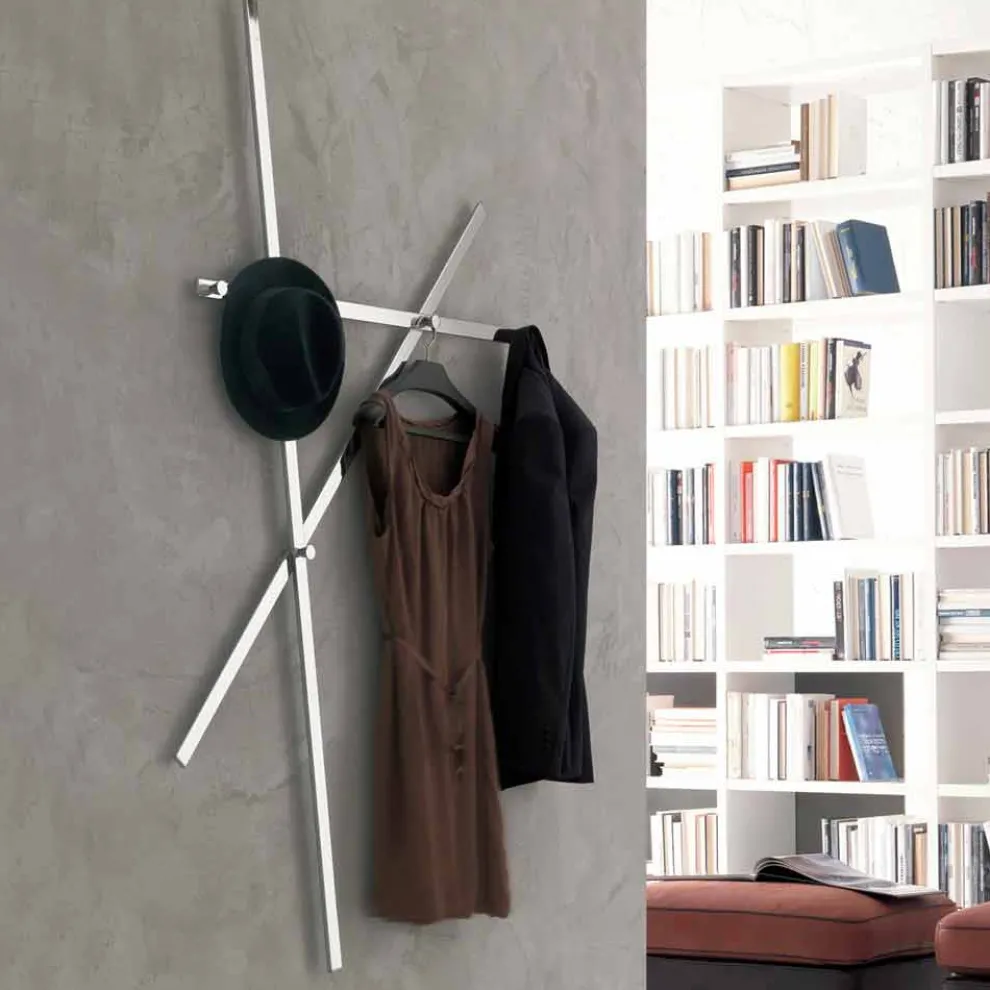 Wandgarderobe aus lackiertem Metall mit 5 Stiften Made in Italy - Olmium