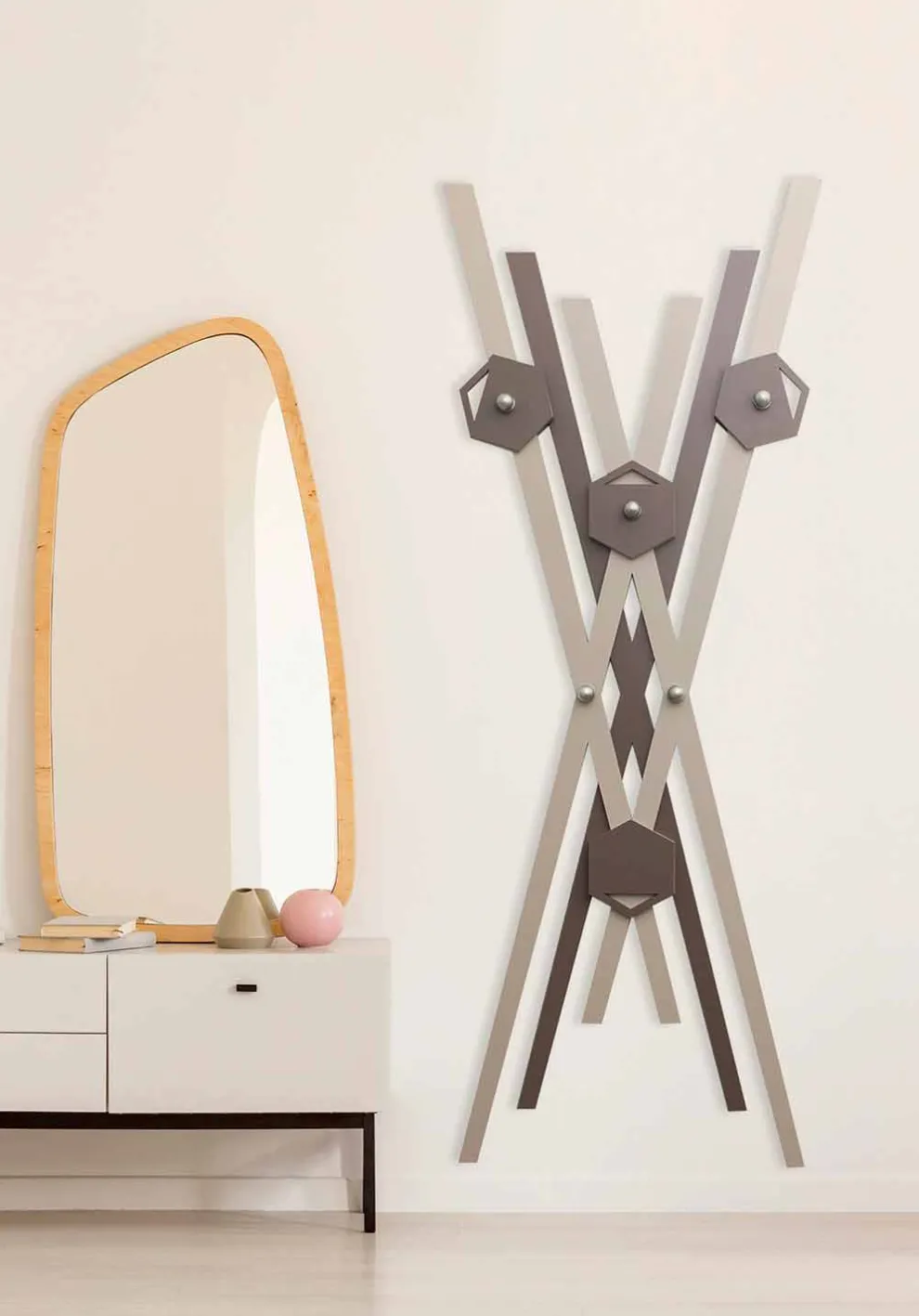 Wandhalter Modernes Design Farbiges Holz für den Eingang - Picasso