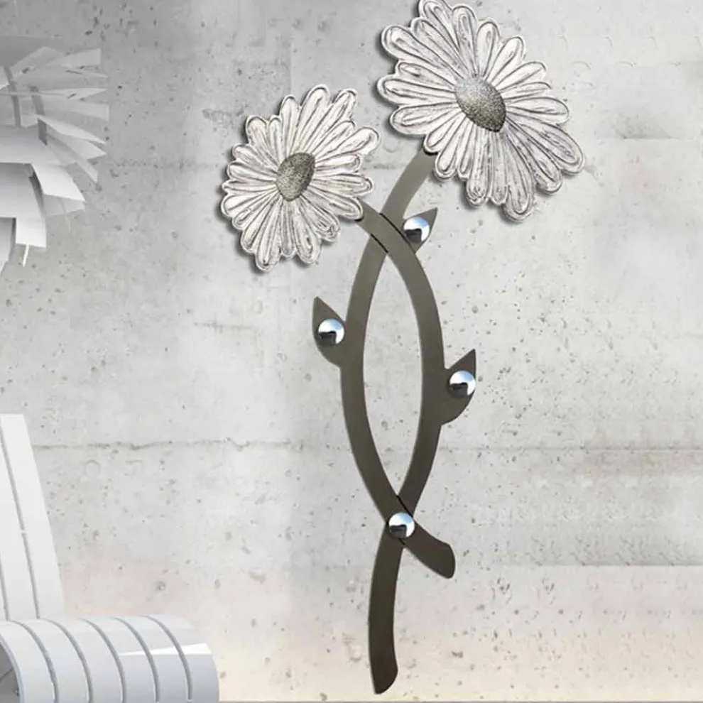 Wand-Kleiderhaken handdekoriert in modernem Design silber Clarke