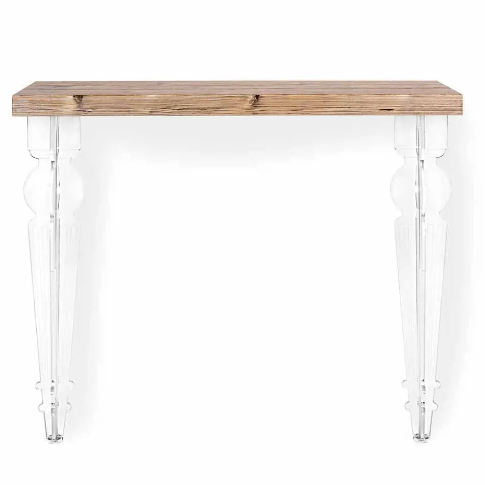 Wandkonsole aus transparentem Plexiglas und Holz Made in Italy - Betone