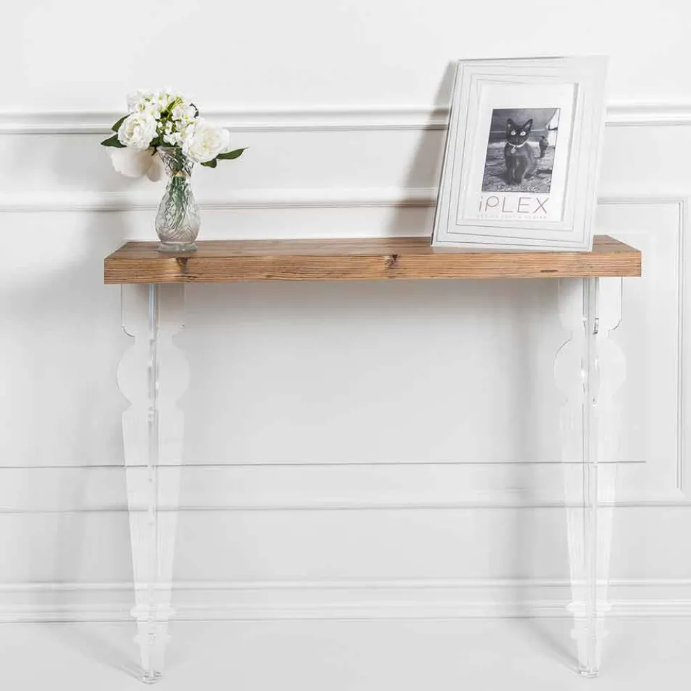 Wandkonsole aus transparentem Plexiglas und Holz Made in Italy - Betone