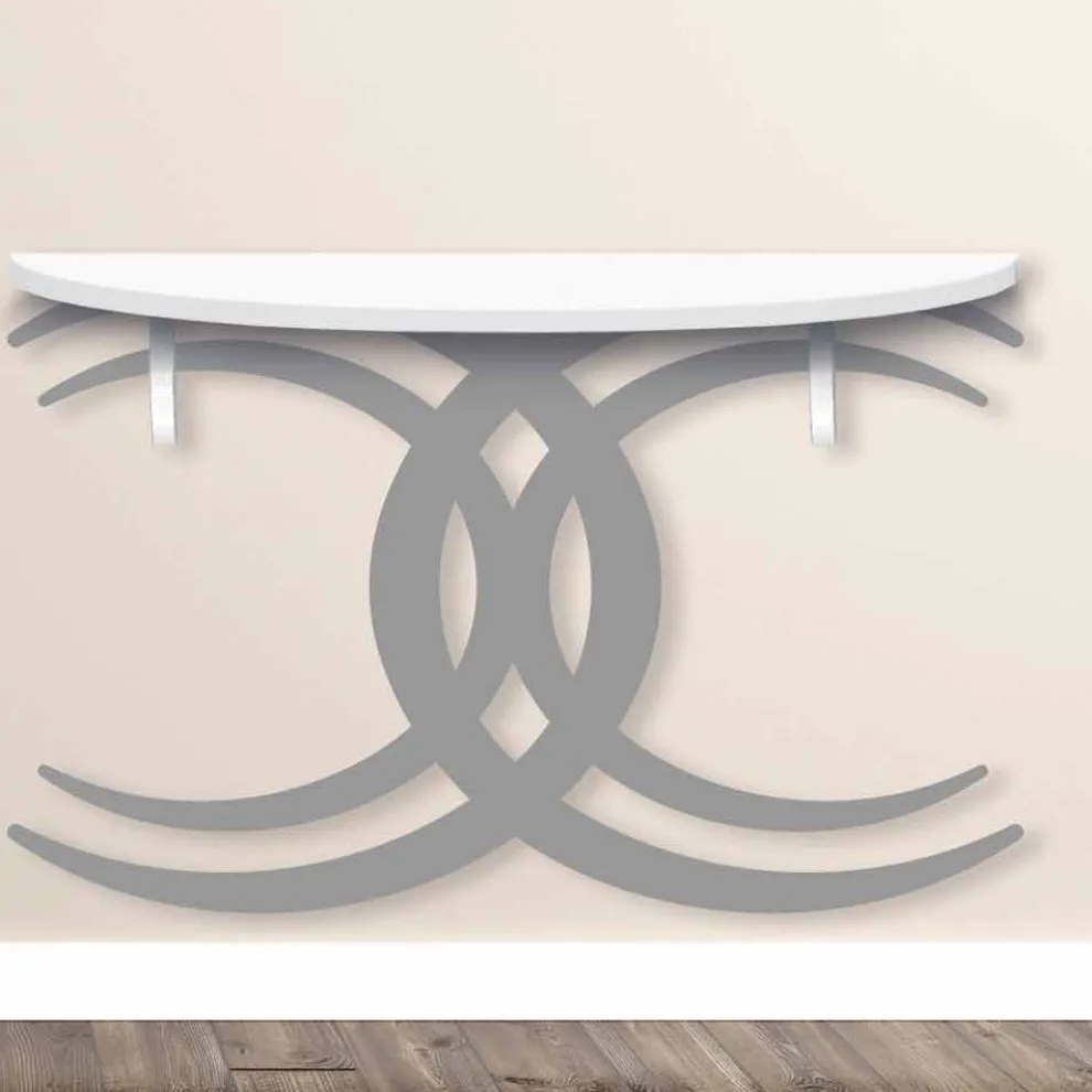 Wandkonsole für modernes Design in weißem und grauem Holz - Coco