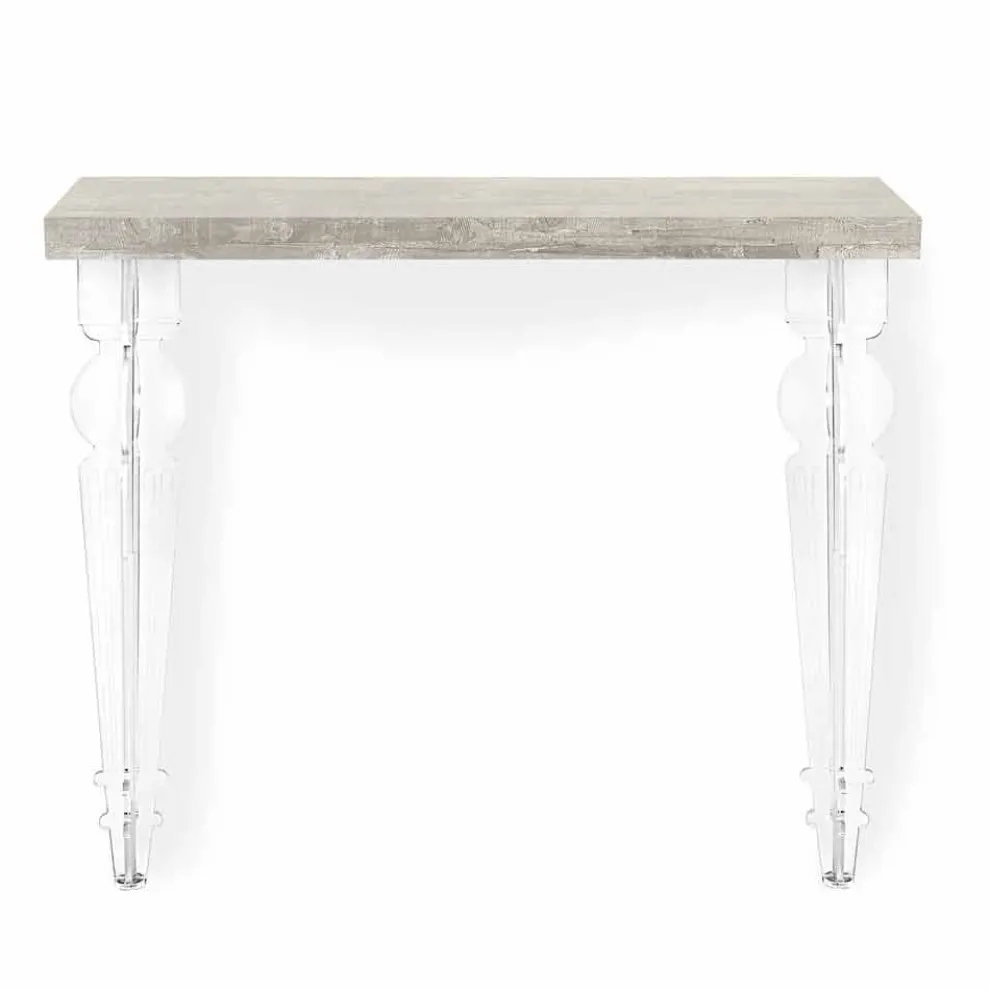 Wandkonsolenoberteil aus Grau, Weiß oder Cortenholz und Plexiglas - Leopardi