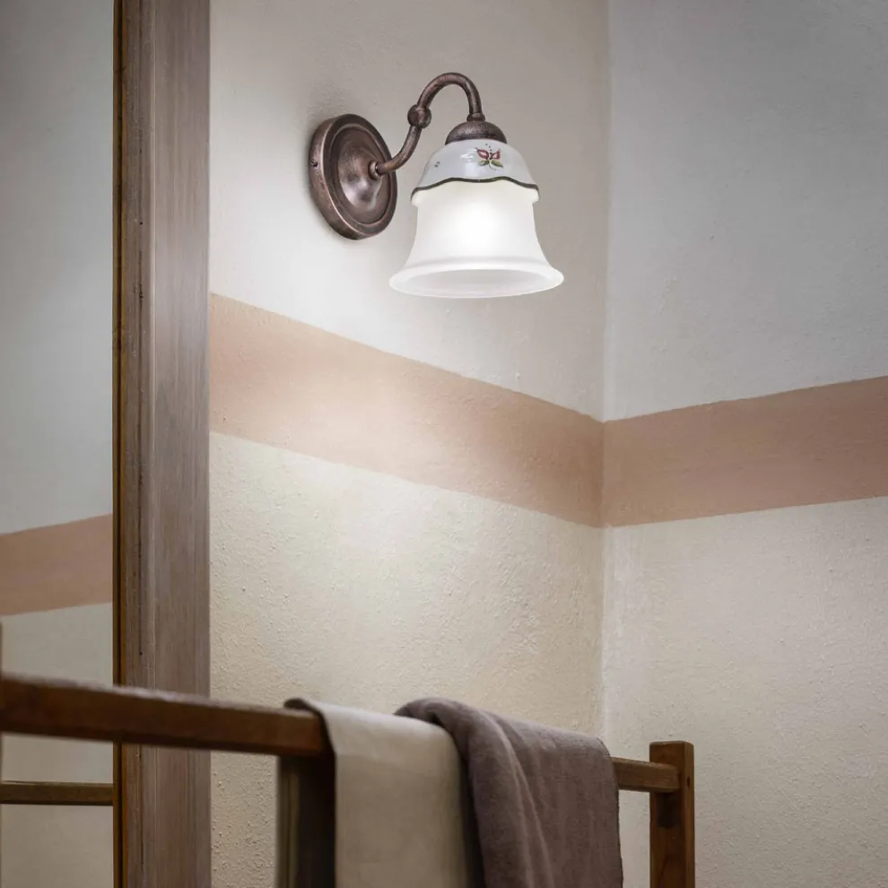 Wandlampe aus Keramik und Glas Ferroluce Ferrara