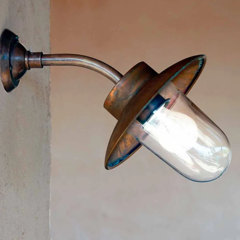 Wandlampe aus Kupfer, Messing und Glas Nabucco Also Bernardi