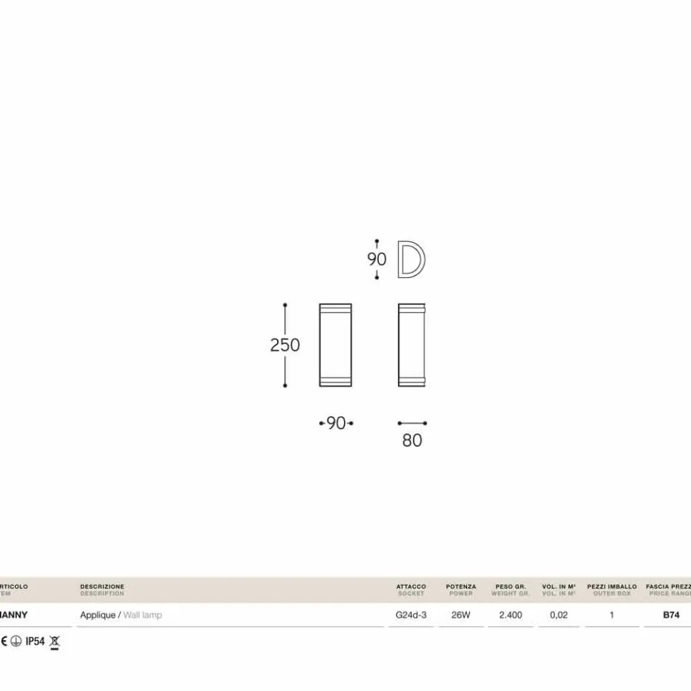 Wandlampe aus Messing und Methacrylat weiß von Aldo Bernardi