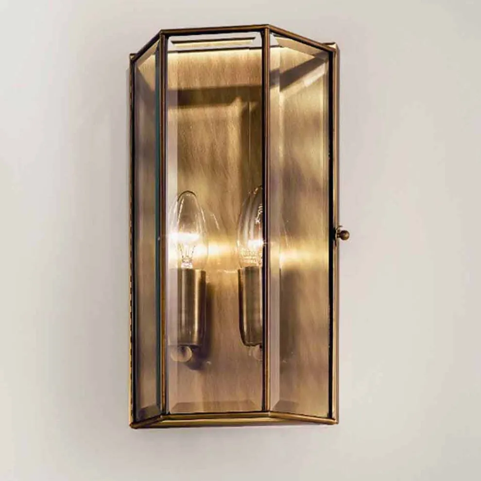 Wandlampe aus Messing und Glas mit 2 Lichtern Handgefertigtes Design - Bound von Il Fanale