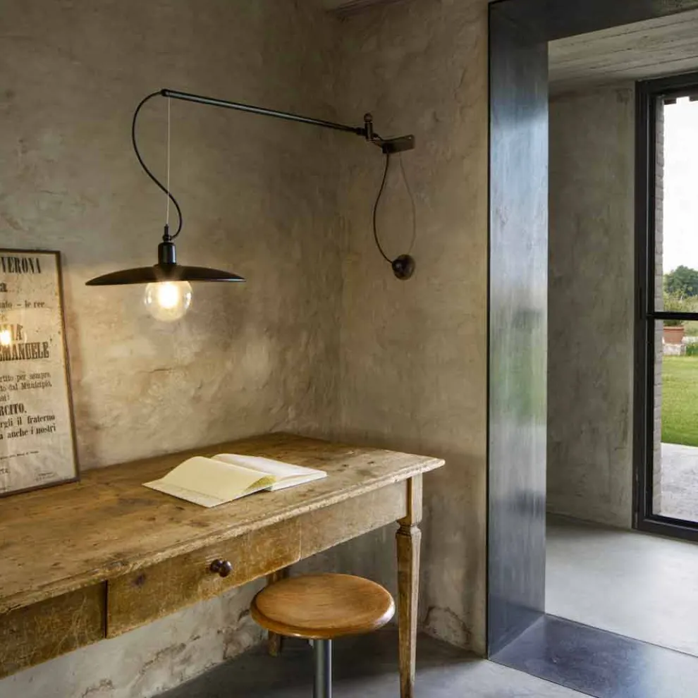 Wandlampe aus Messing mit bewegbaren Arm - Meridiana Aldo Bernardi