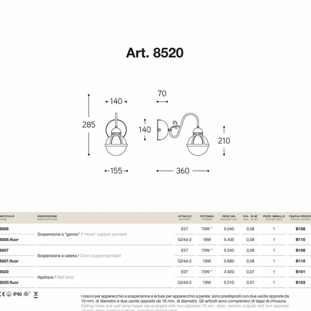 Wandlampe aus Messing und Glas Cimosa von Aldo Bernardi