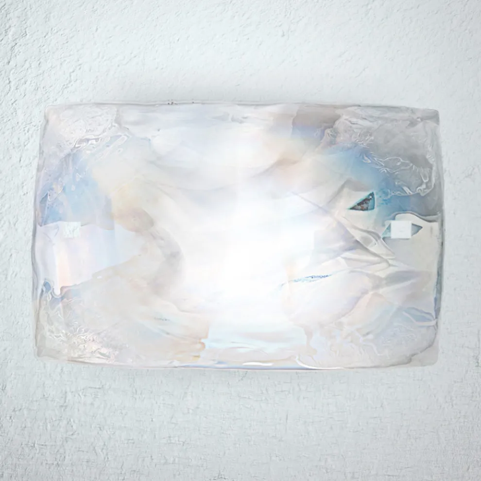 Wandlampe aus mundgeblasenem Perlmuttglas in Venedig - Chrystal