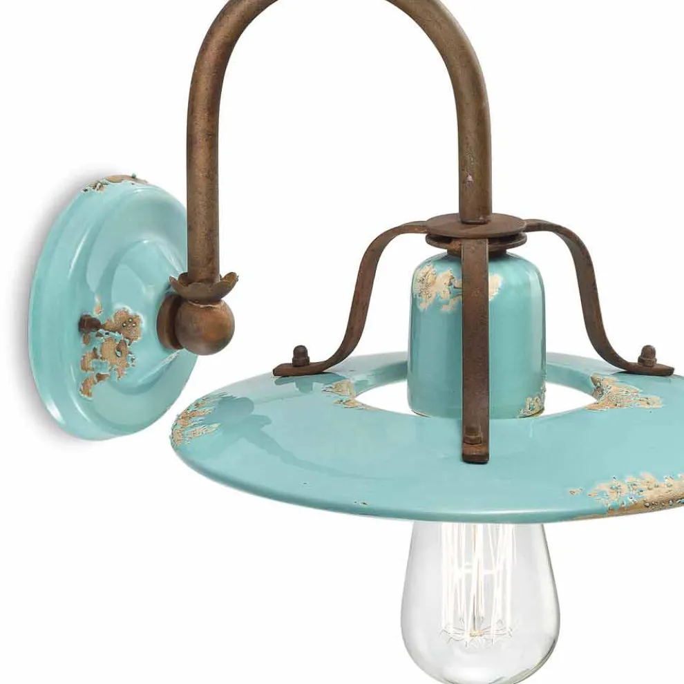 Wandlampe Country aus Metall und Keramik Gladys Ferroluce