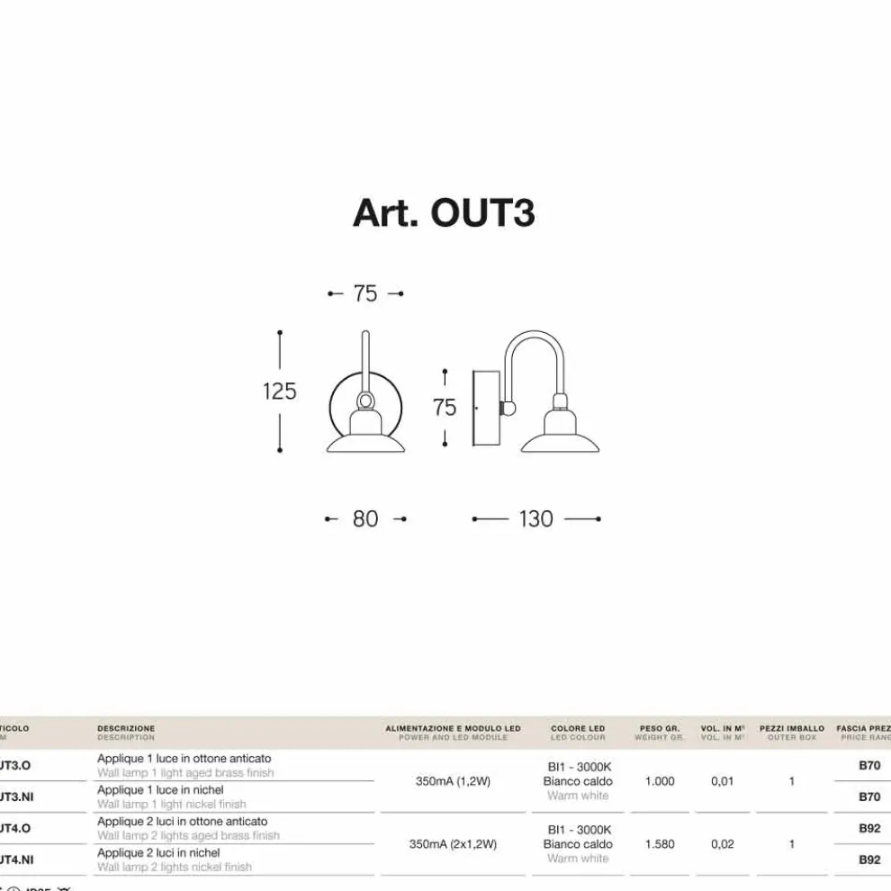 Wandlampe für den Außenbereich Bugatti von Aldo Bernardi