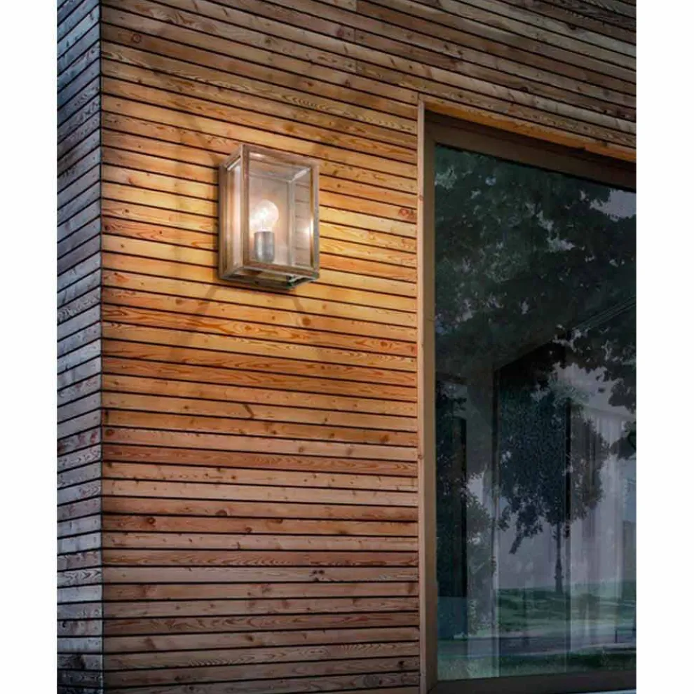 Wandlampe groß aus Messing und Glas im Industrial Design Quadro von Il Fanale