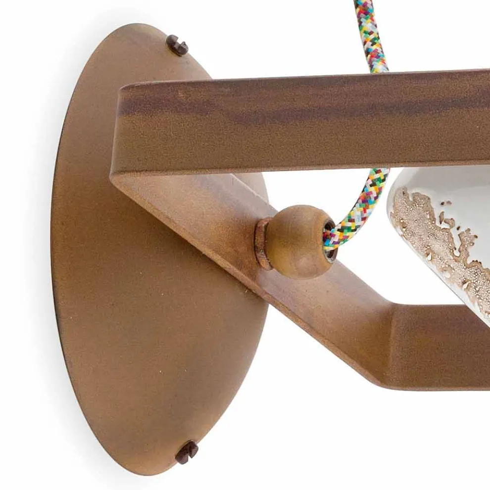 Wandlampe im Industrial Vintage Design aus Keramik und Eisen Julia