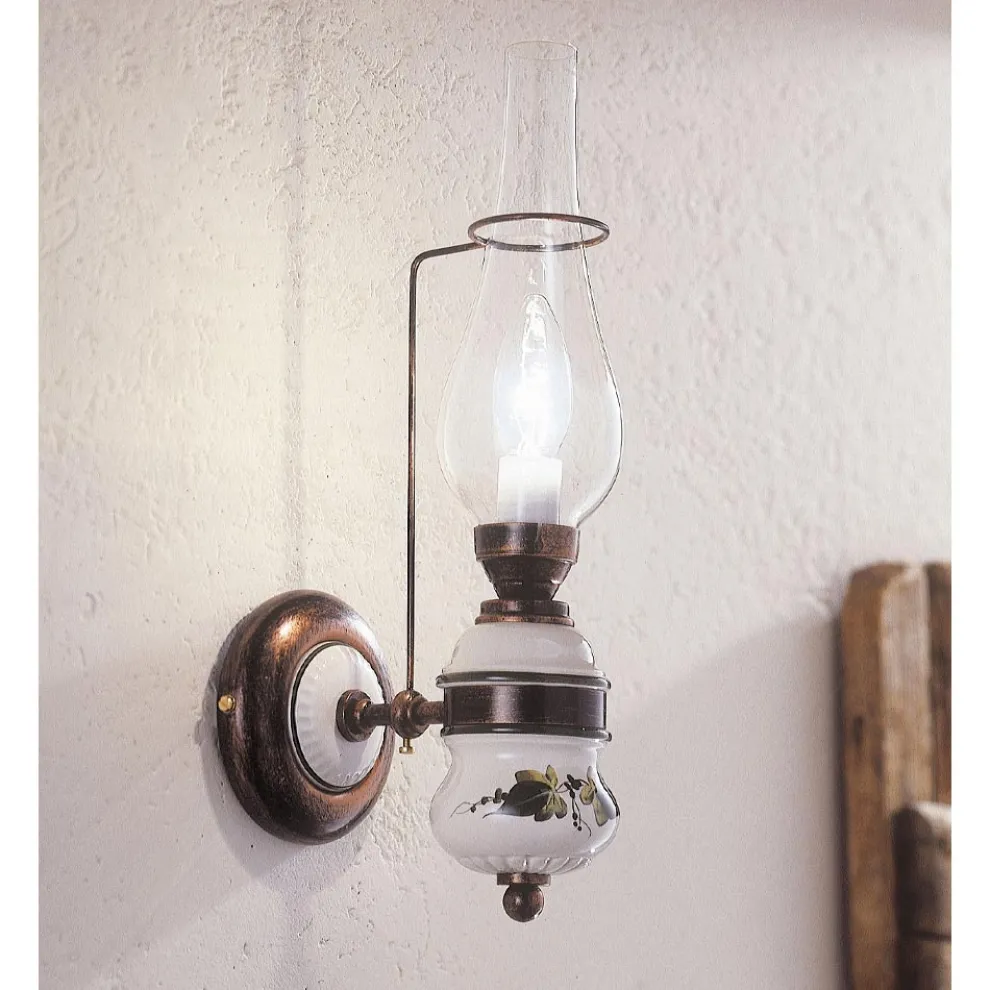 Wandlampe im Vintage-Design aus handbemaltem Eisen und Keramik - Pompeji