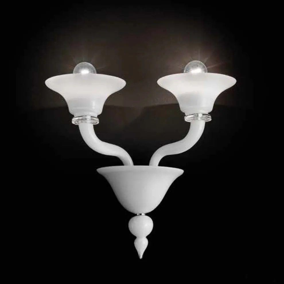 Wandlampe mit 2 Lichtern aus handgefertigtem venezianischem Glas - Ismail