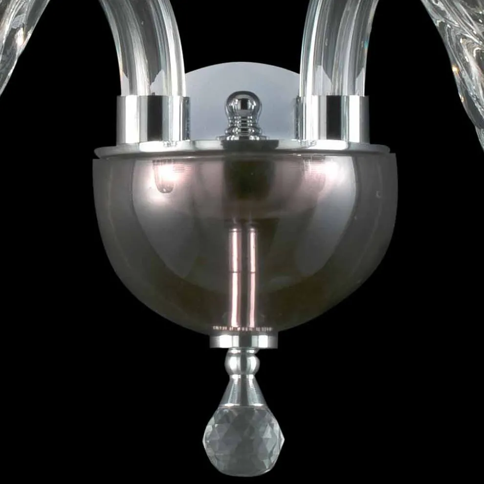 Wandlampe mit zwei Leuchten in Ivy Glas und Kristall, hergestellt in Italien