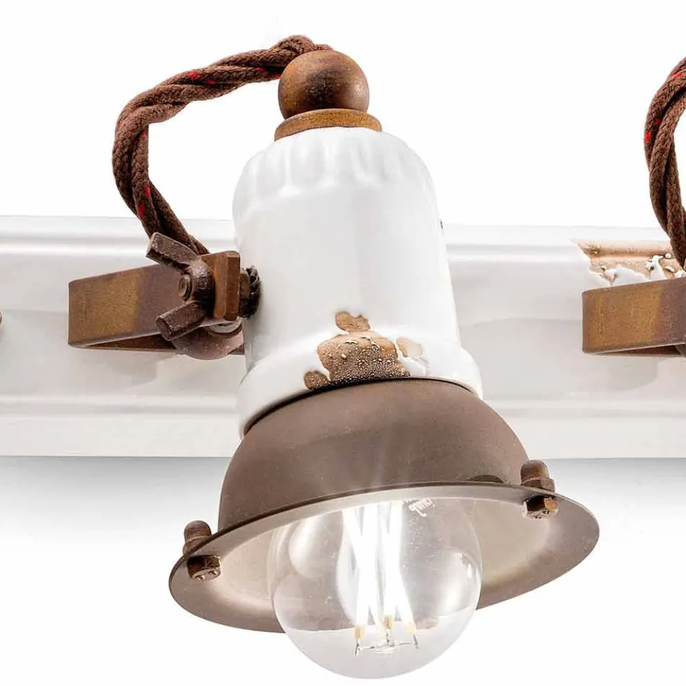 Wandlampe 3-Strahler verstellbar aus Keramik und Metall Lacey