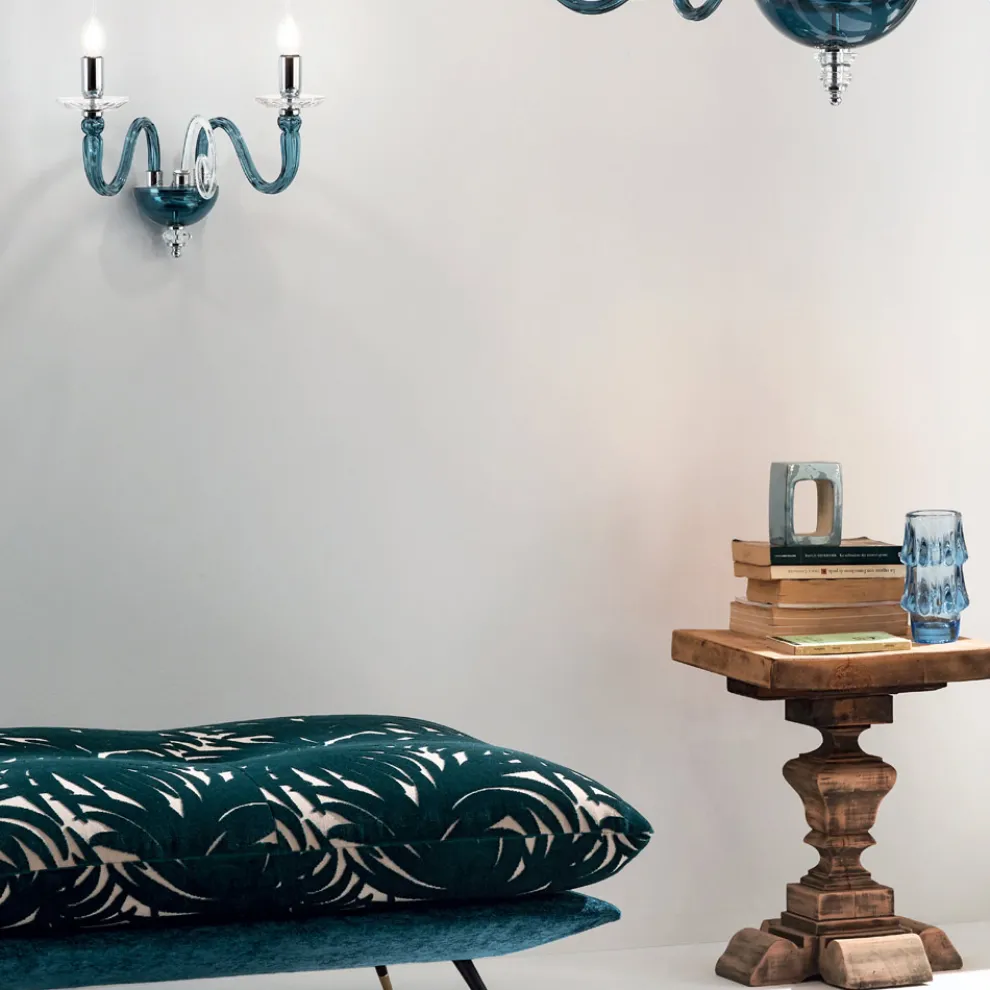 Wandleuchte 2 Lichter aus italienischem Kunsthandwerksglas und Kristall - Mariangela