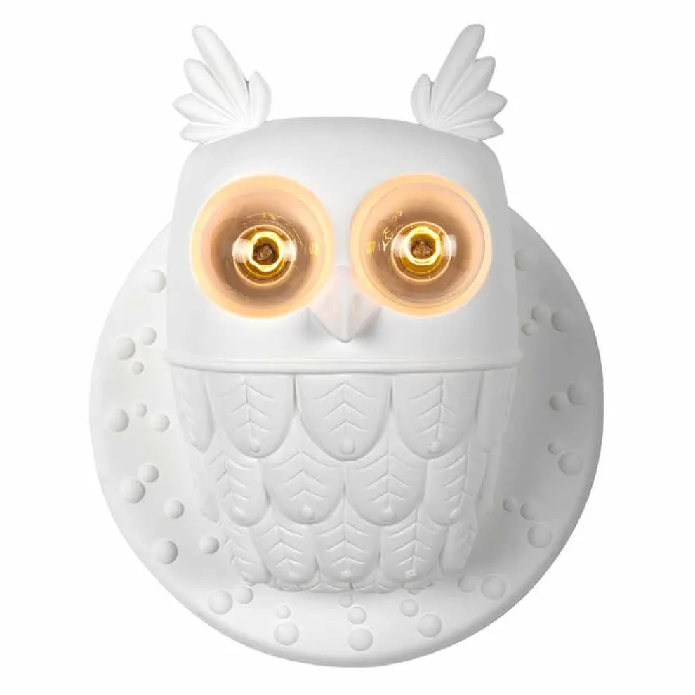 Wandleuchte 2 Lichter in Matt White Ceramic Modern Design Owl - Owl