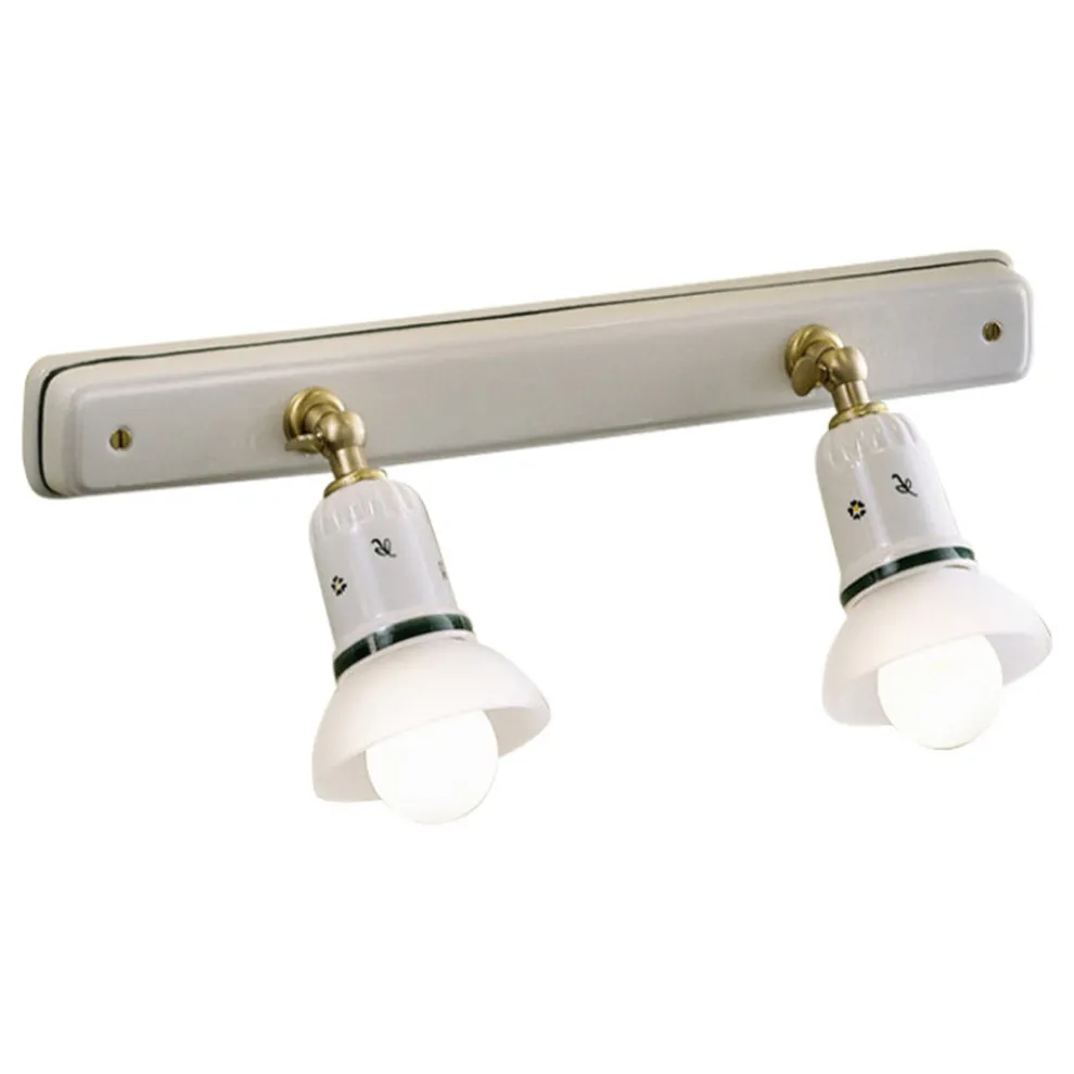 Wandleuchte 2 oder 3 Strahler Messing und handbemalte Keramik - Savona