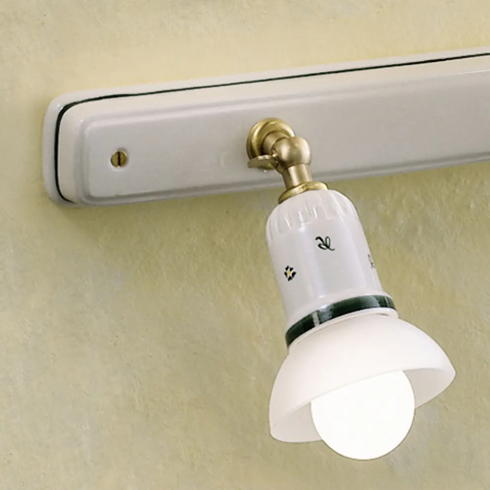 Wandleuchte 2 oder 3 Strahler Messing und handbemalte Keramik - Savona