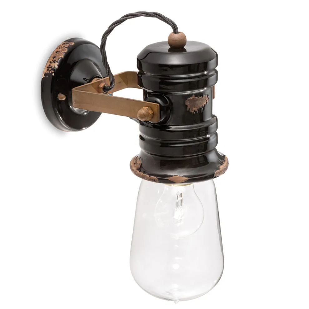 Wandleuchte aus Eisen und industrieller handgefertigter Keramik - Urban