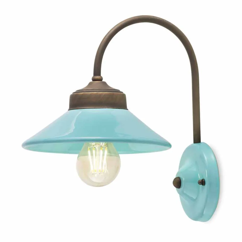 Wandleuchte aus farbiger Keramik und Messing Alice Ferroluce