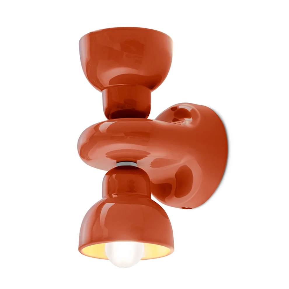 Wandleuchte aus Keramik mit 2 Lichtern, hergestellt in Italien – Berimbau