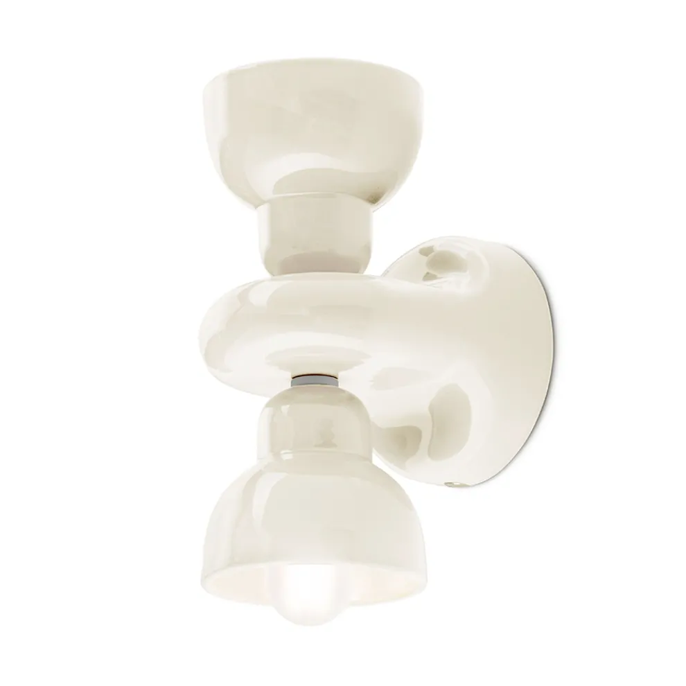 Wandleuchte aus Keramik mit 2 Lichtern, hergestellt in Italien – Berimbau