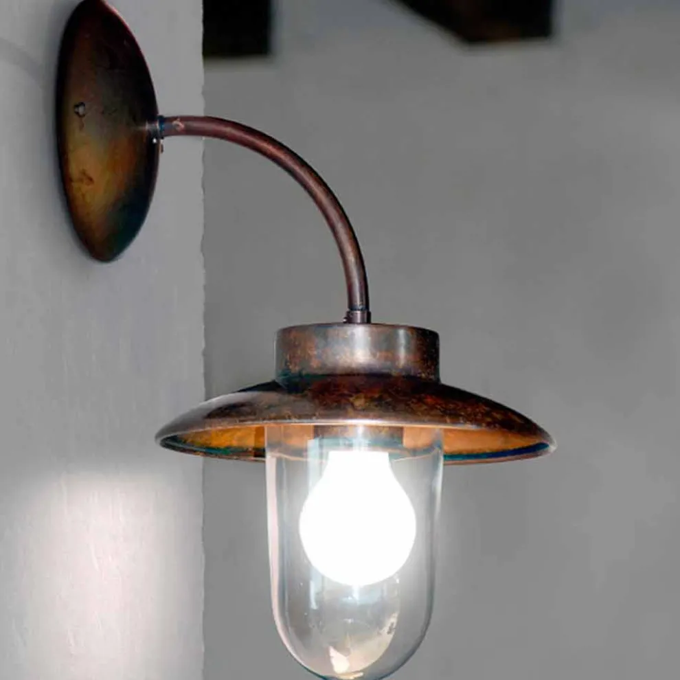 Wandleuchte aus Kupfer, Glas und Messing La Traviata von Aldo Bernardi