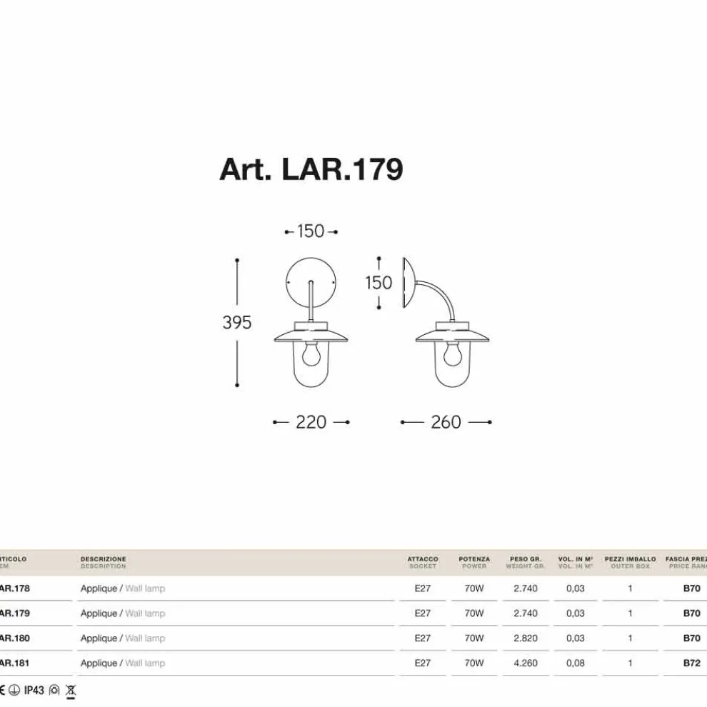 Wandleuchte aus Kupfer, Glas und Messing La Traviata von Aldo Bernardi