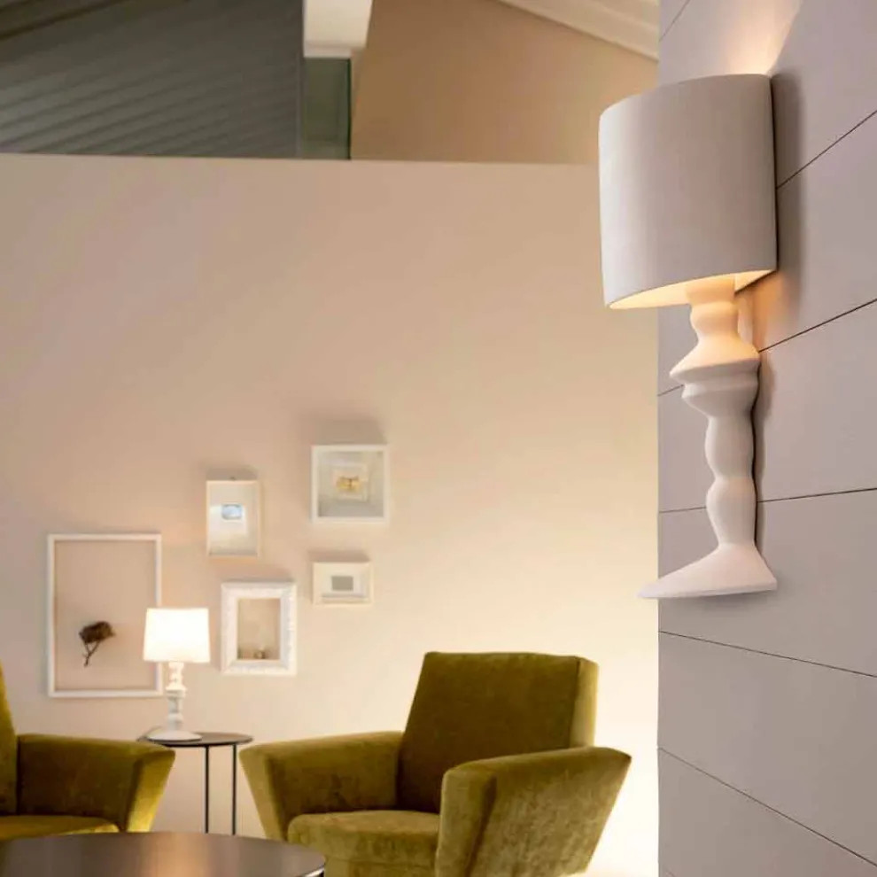 Wandleuchte aus lackierbarer Keramik mit modernem Design Lampenschirm - Cadabra