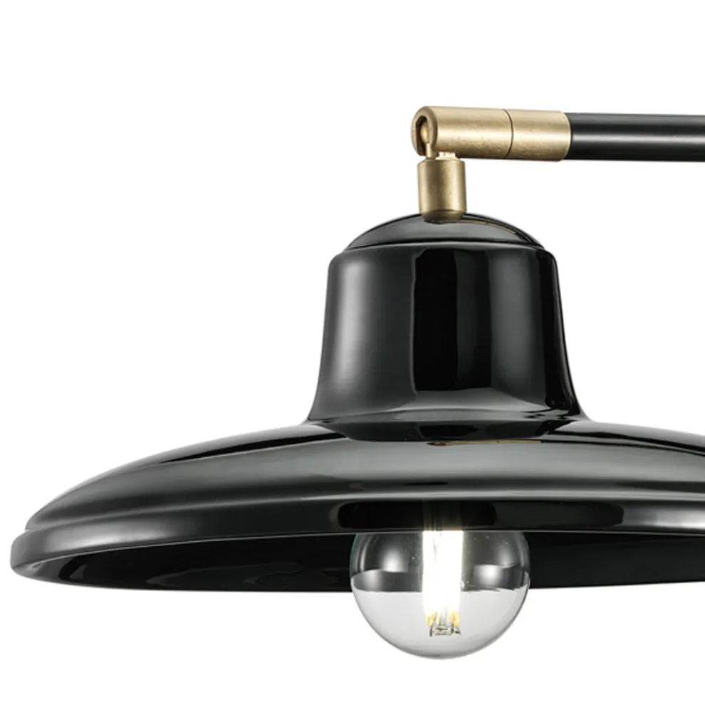 Wandleuchte aus schwarzer Keramik und Eisen im industriellen Vintage-Design - Bew