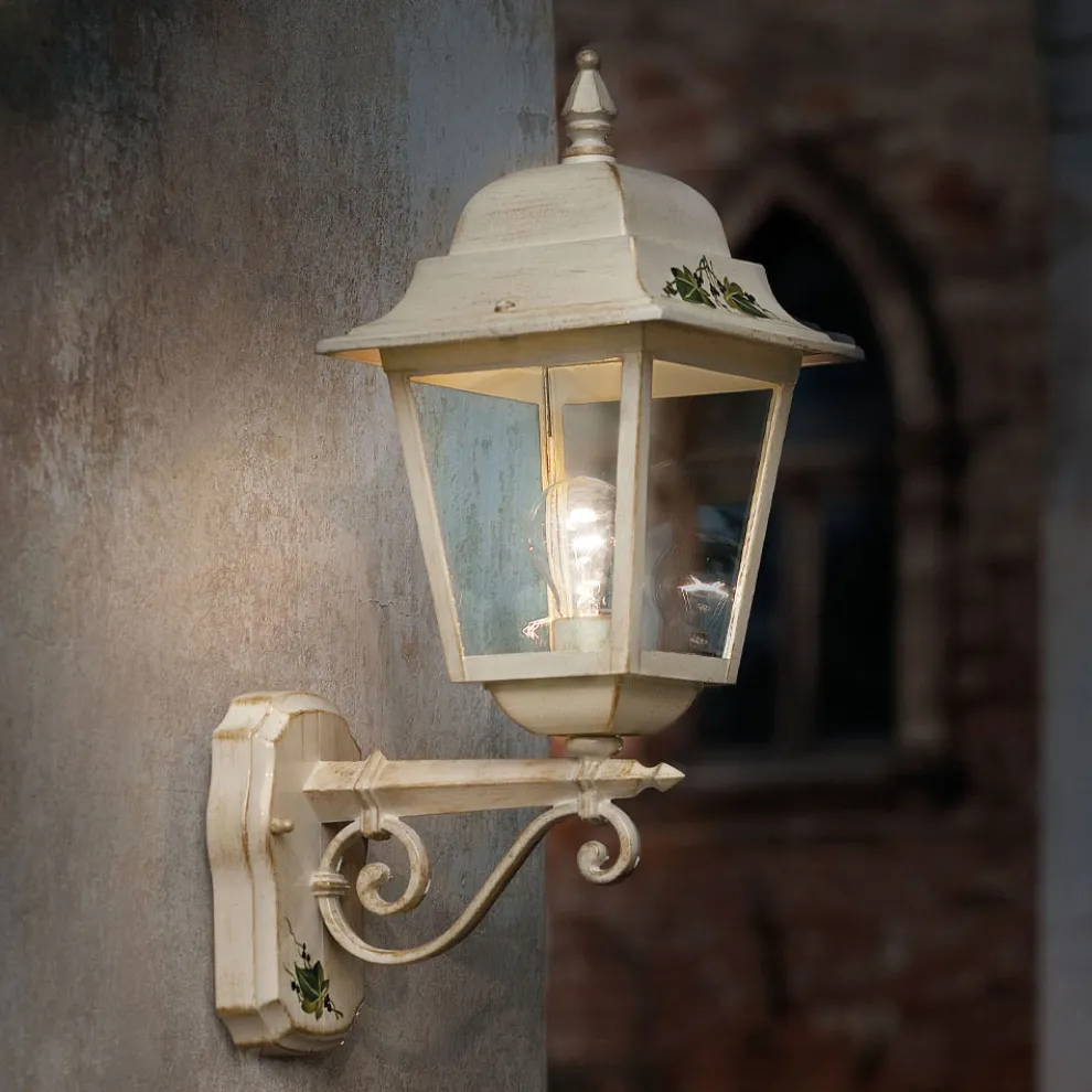 Wandleuchte aus weißem Aluminium und handgemalter Dekoration - Gorizia