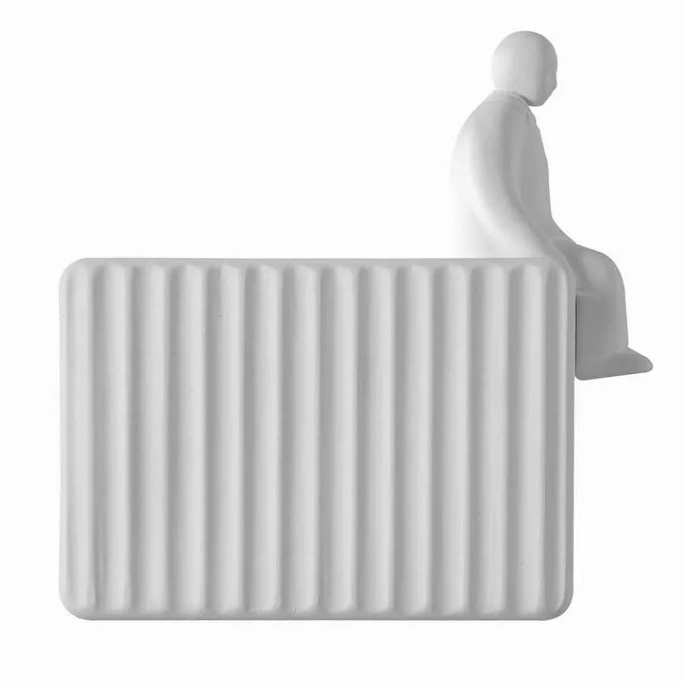 Wandleuchte mit 3 LED-Leuchten aus mattweißer Keramik mit Umarell - Ometto