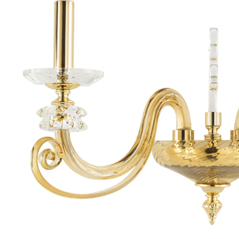 Wandleuchte mit 2 Lichtern aus mundgeblasenem Glas und klassischem optischem Luxuskristall - Cassea