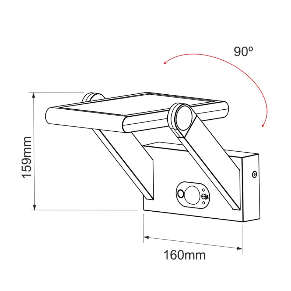 Wandleuchte Solar Led Spotlight aus weißem oder schwarzem Aluminium mit Sensor - Hugo