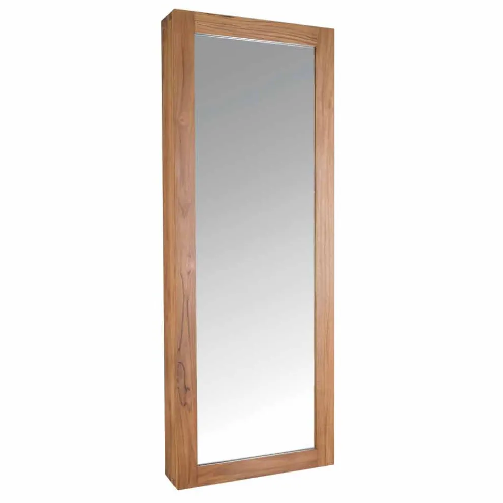 Wandspiegel aus Teakholz mit Regalen und internen Schubladen - Ralio