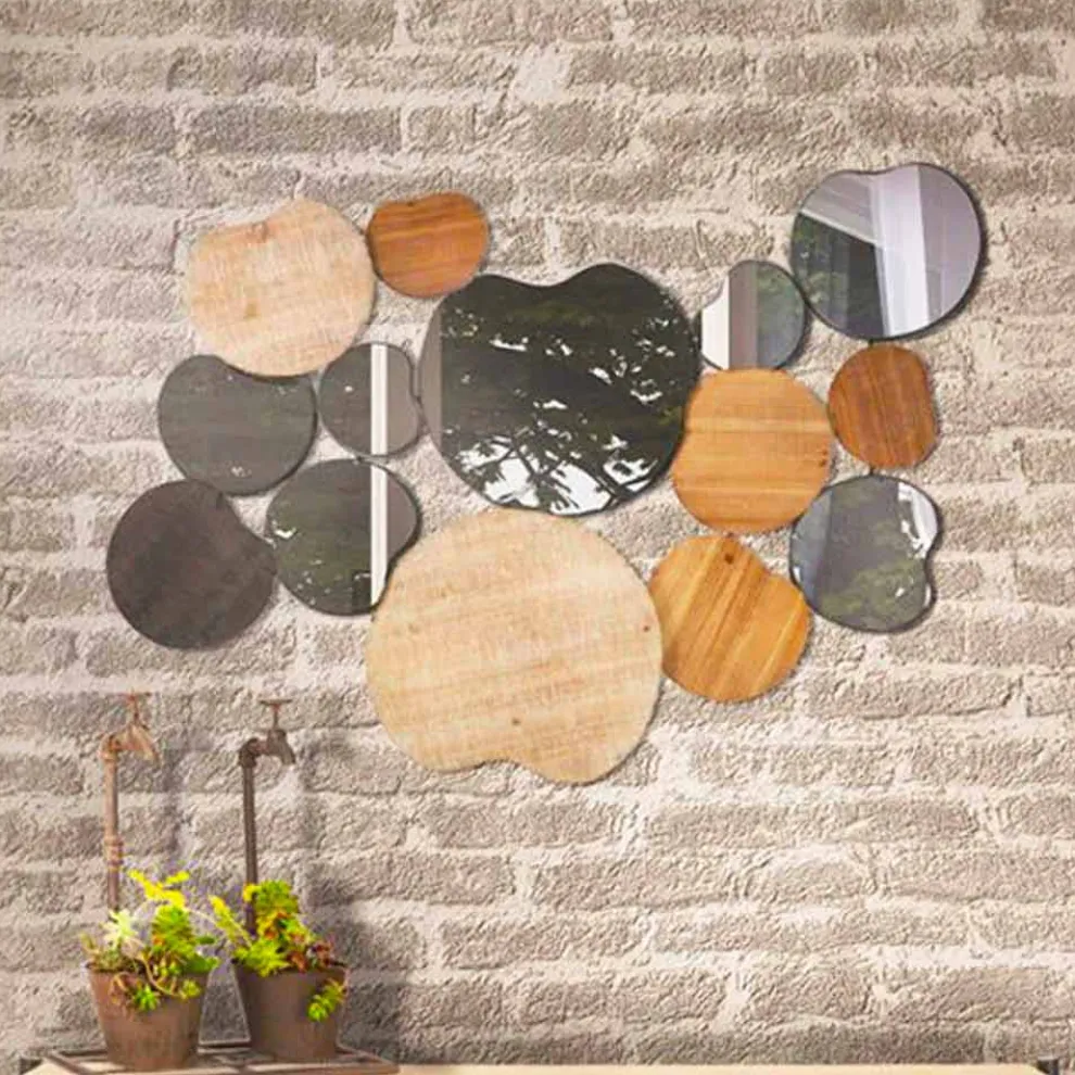 Wandspiegel im modernen Design aus Holz und Eisen - Ortensio