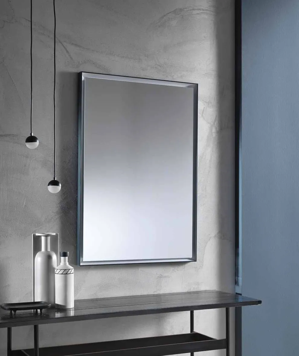 Wandspiegel mit Aluminiumrahmen und LED-Licht Made in Italy - Chik