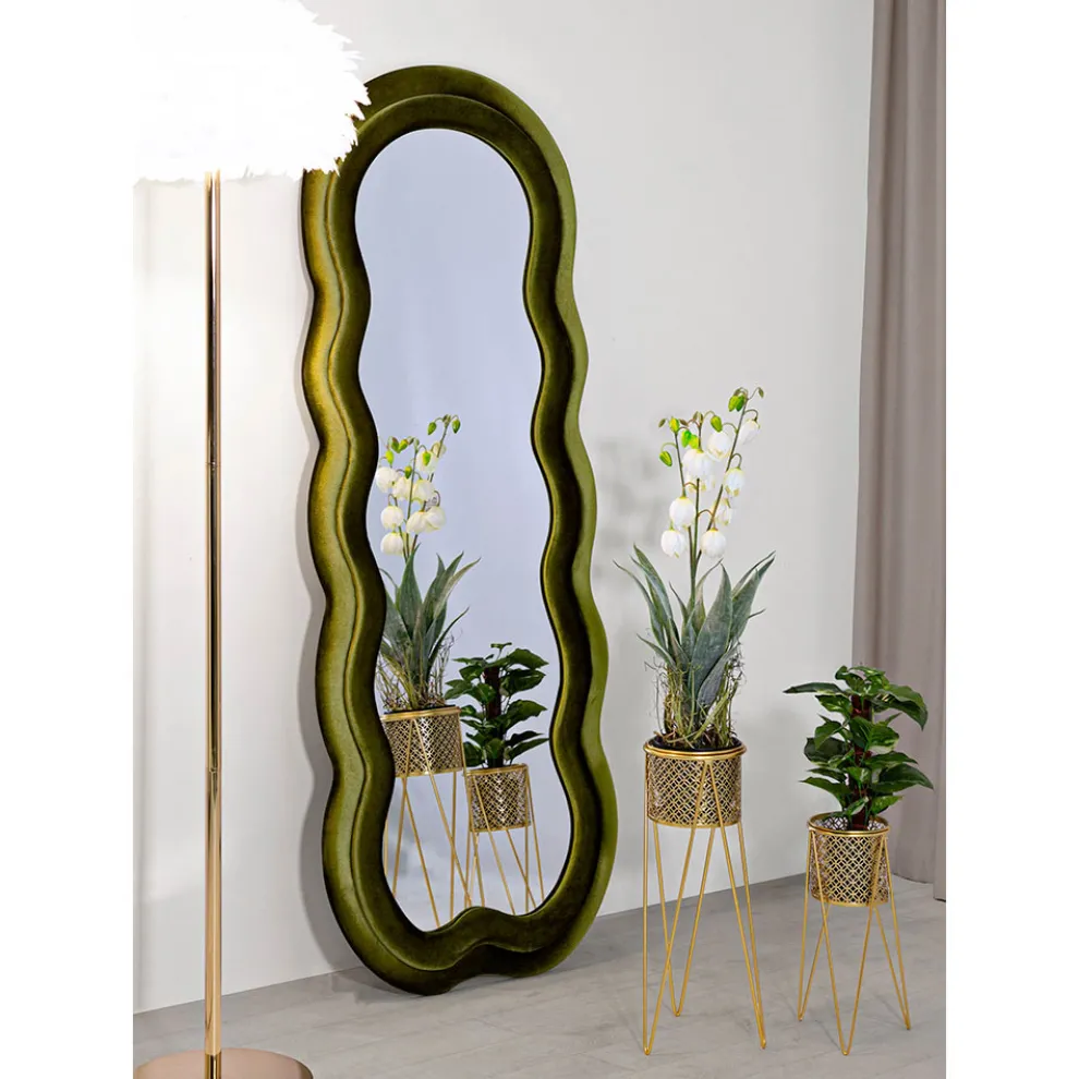 Wandspiegel mit MDF-Rahmen und Samtbezug - Weiß