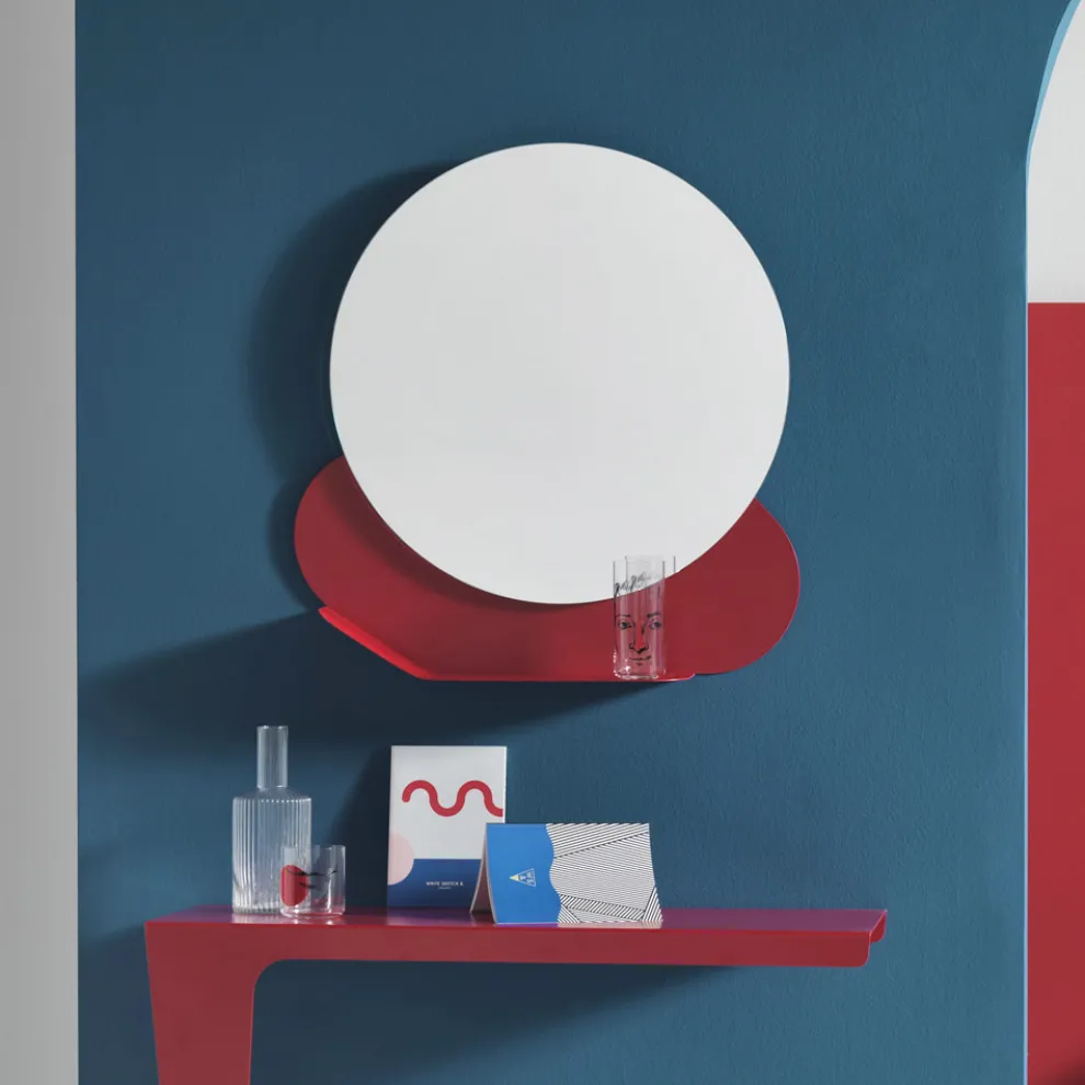 Wandspiegel mit Metallregal in verschiedenen Farben Made in Italy - Hera