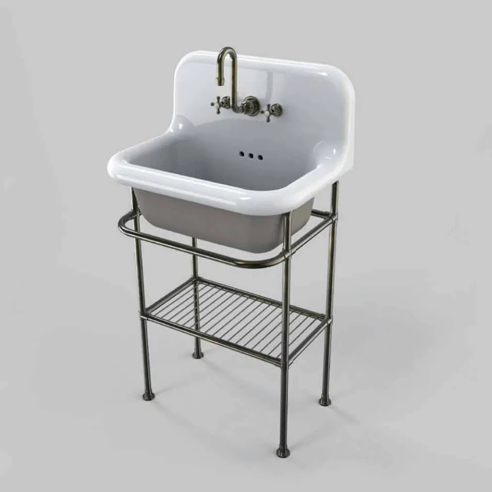 Wandwaschbecken aus Keramik mit Struktur und Vintage-Grill Tom