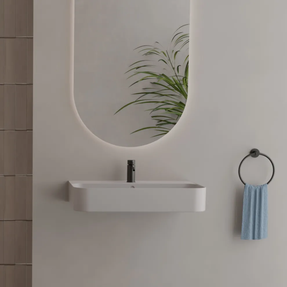 Wandwaschbecken aus Keramik mit optionalem Handtuchhalter, hergestellt in Italien – Graffa